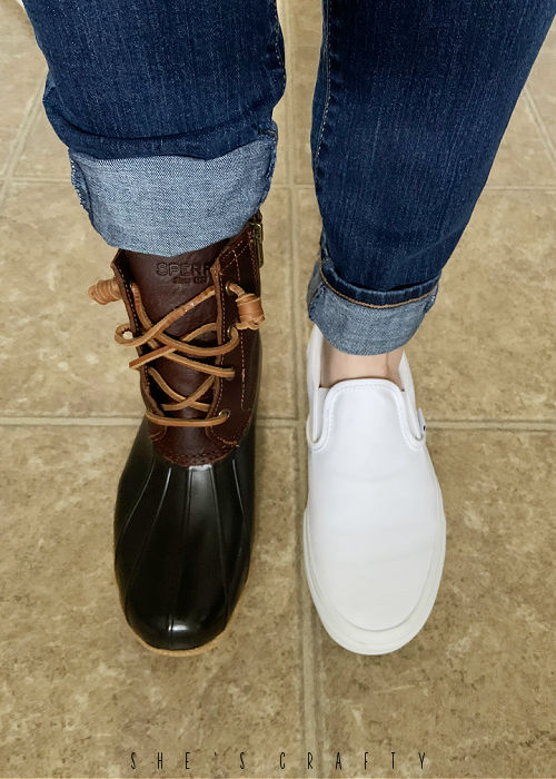 Thrift store finds- Sperry boots, vans shoes