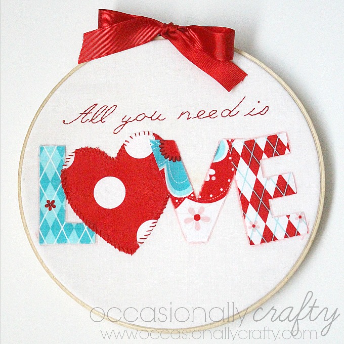 Valentine's Day Embroidery Hoop Art Occasionally Crafty Valentine's
