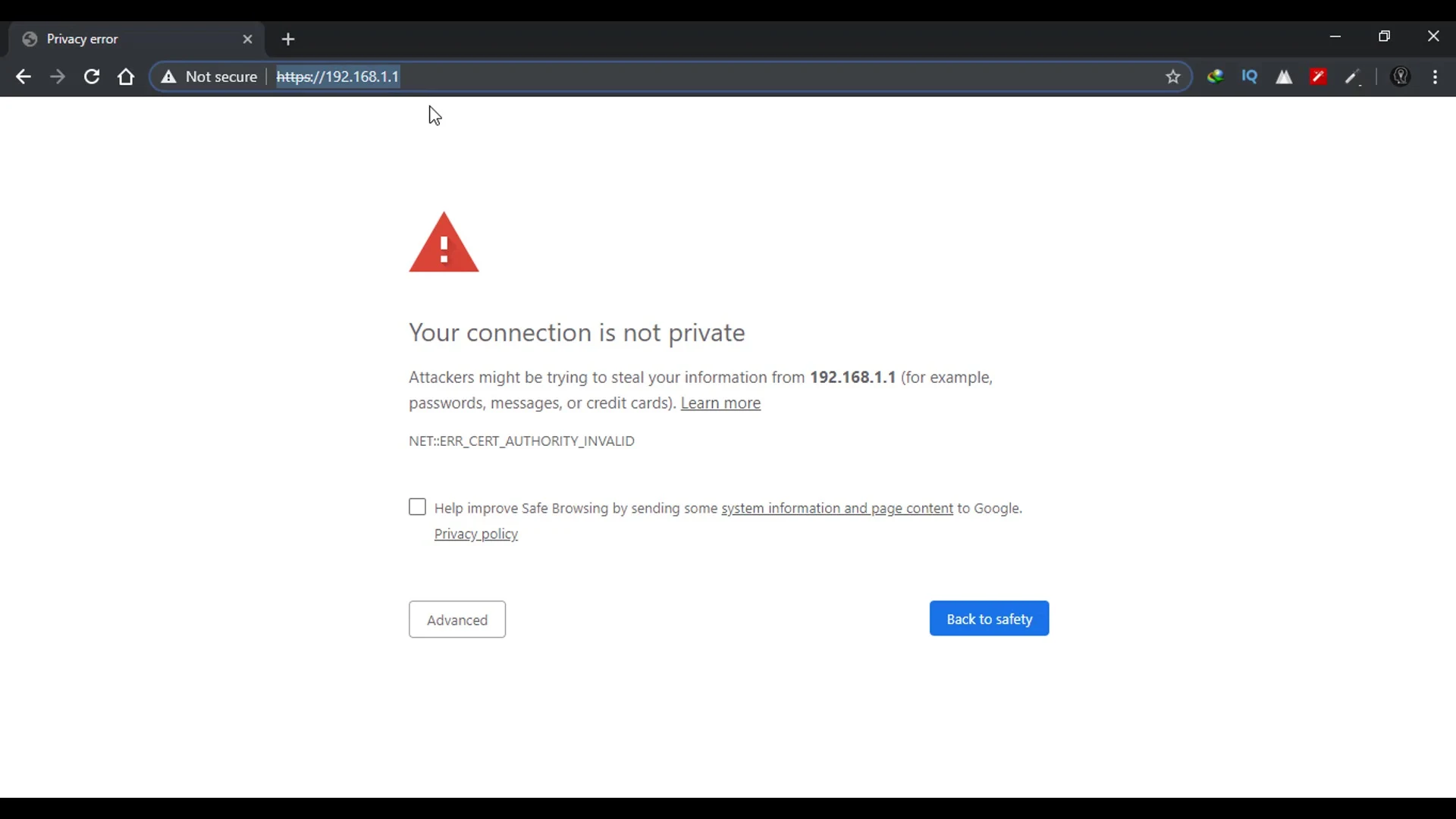 حل مشكلة Your connection is not private جوجل كروم