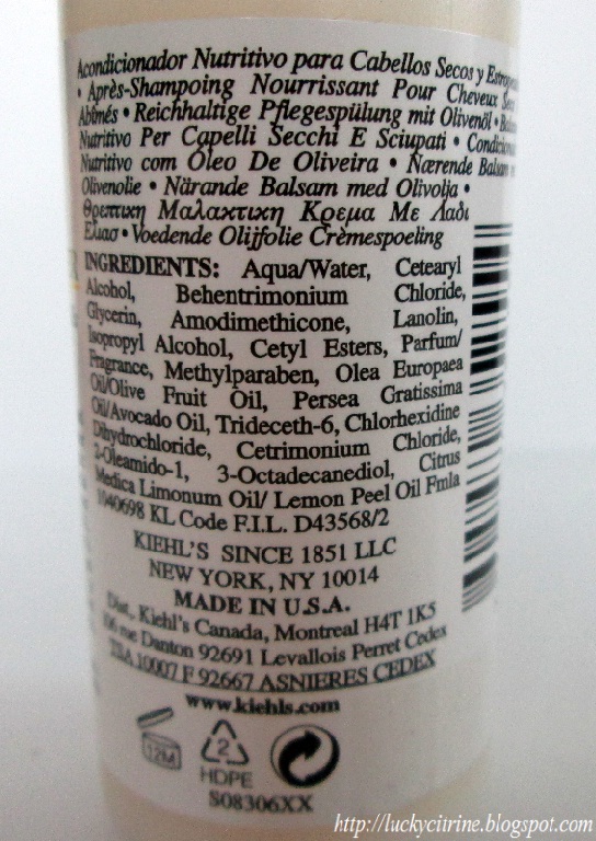 Lucky Citrine Kiehl's Olive Fruit Oil Nourishing Conditioner