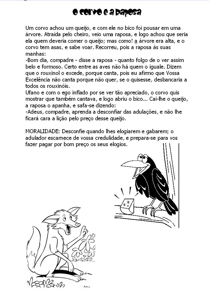 Fabula A Raposa E O Corvo Com Interpretação