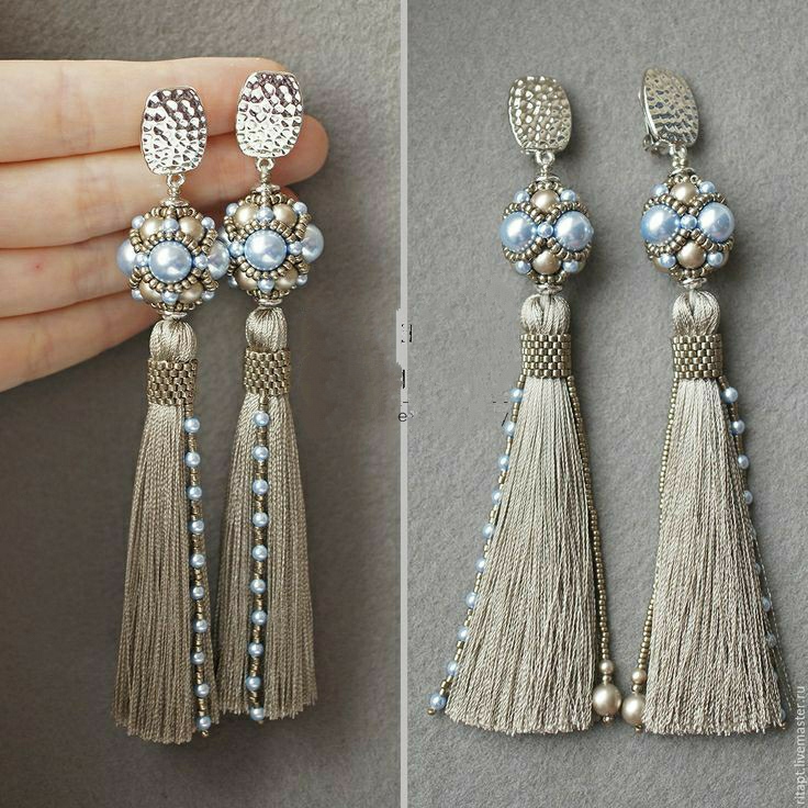 Silk thread tassel earrings