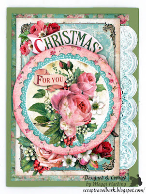 Cards, Stamperia Pink Christmas, The Funkie Junkie Boutique, Tutorials, Maggi Harding Christmas Card Tutorial Stamperia Pink Christmas