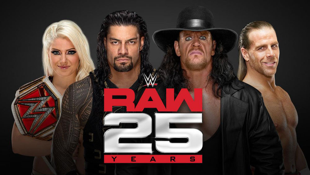 RESULTS WWE RAW Results 25th Anniversary MEGA SHOW!!!!
