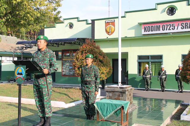Upacara Bendera Senin Tingkatkan Nasionalisme Prajurit Dan PNS Kodim Sragen