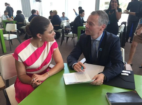 Crown Princess Victoria attended at a meeting on plastic waste in coastal and marine environment in General Assembly building, housing the United Nations General Assembly as part of the Ocean Conference