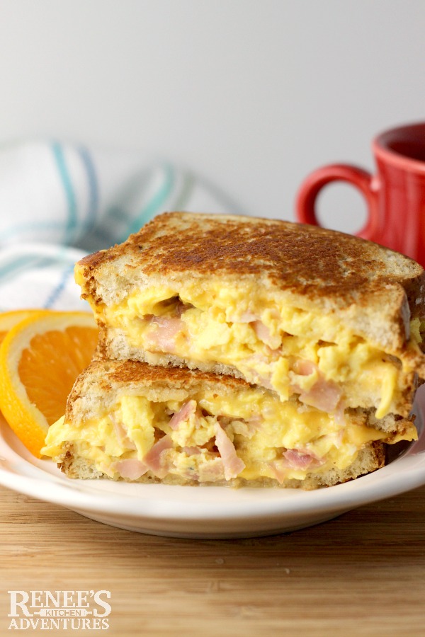 Grilled Ham, Egg, and Cheese Sandwich Renee's Kitchen Adventures Easy 6-ingredient Breakfast Sandwich recipe 