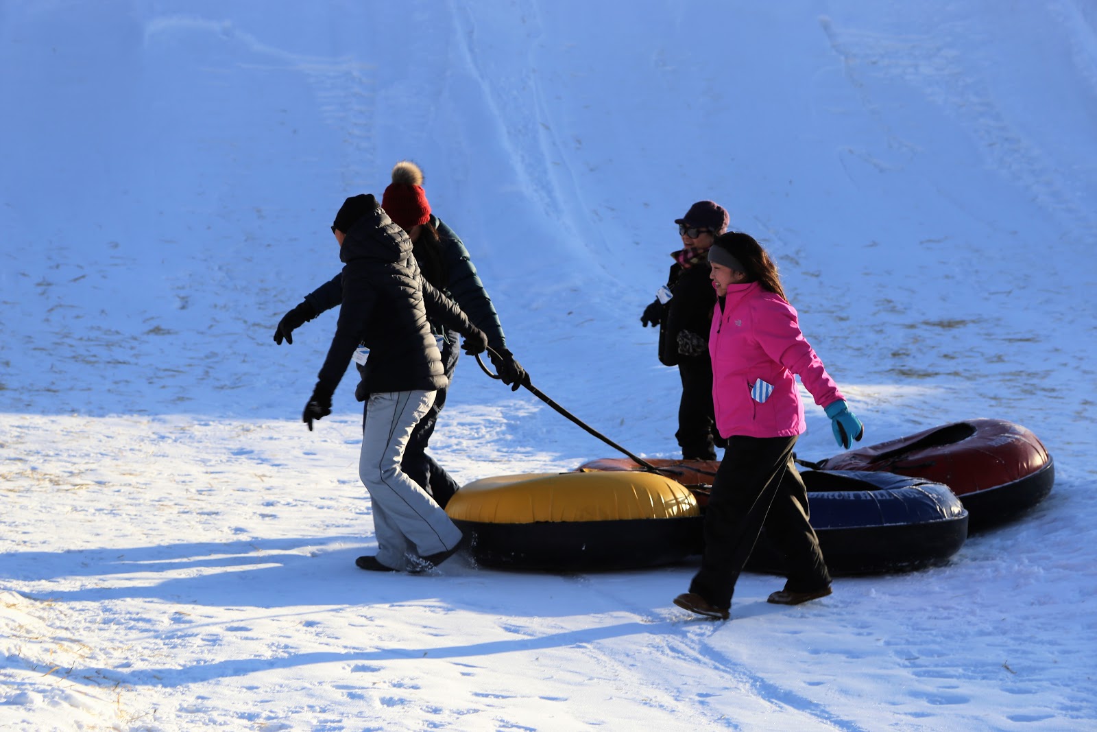 Friends Bonding and Snow Tubing at Fort Wainwright Birch Hill Ski Resort