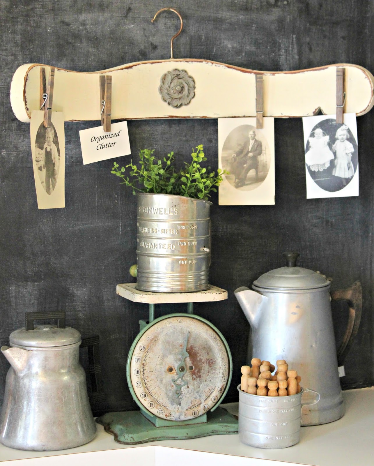 A RePurposed Chair Back Photo Hanger Organized Clutter
