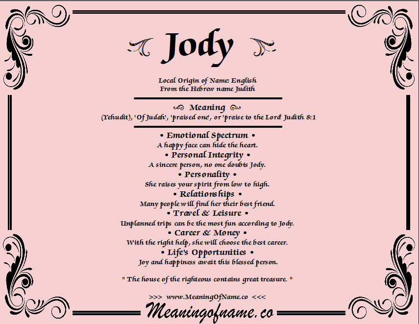 Jody Meaning of Name