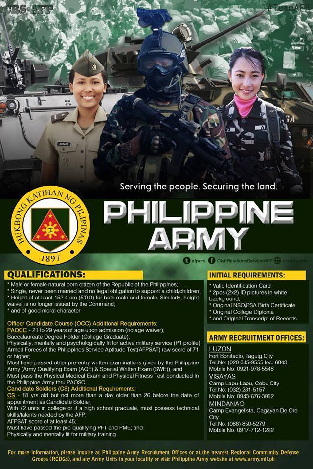 Where to Register and Join as Candidate Soldier in the Philippine Army?