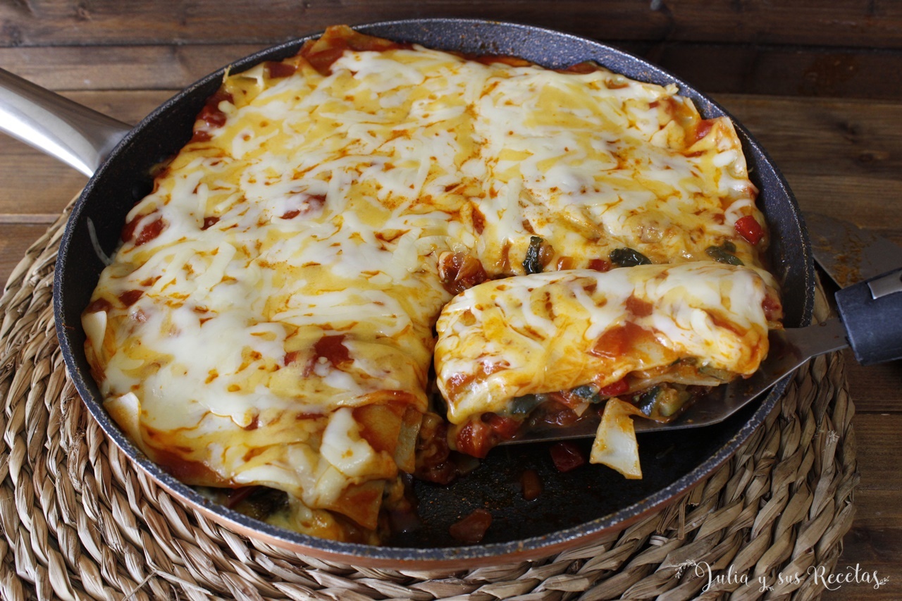 JULIA Y SUS RECETAS: Lasaña de verduras en sartén (sin horno)