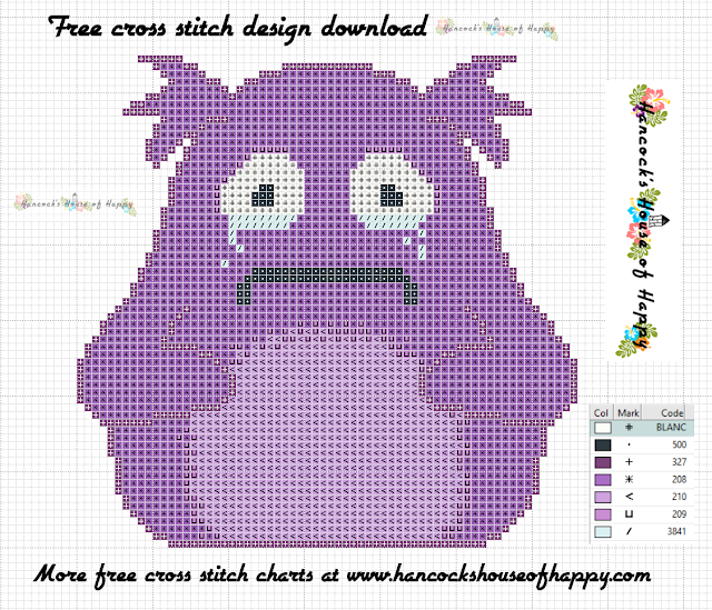Mental Health Monsters Week! The Dread Monster! Purple Fluffy Monster Cross Stitch Pattern to Download