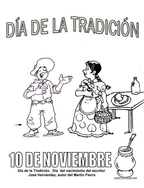 Colorear dibujos día de la tradición argentina