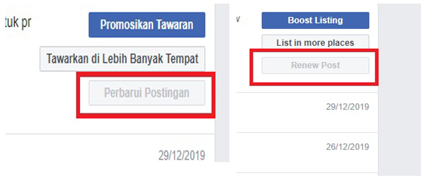 Tidak bisa renew post atau perbarui postingan di