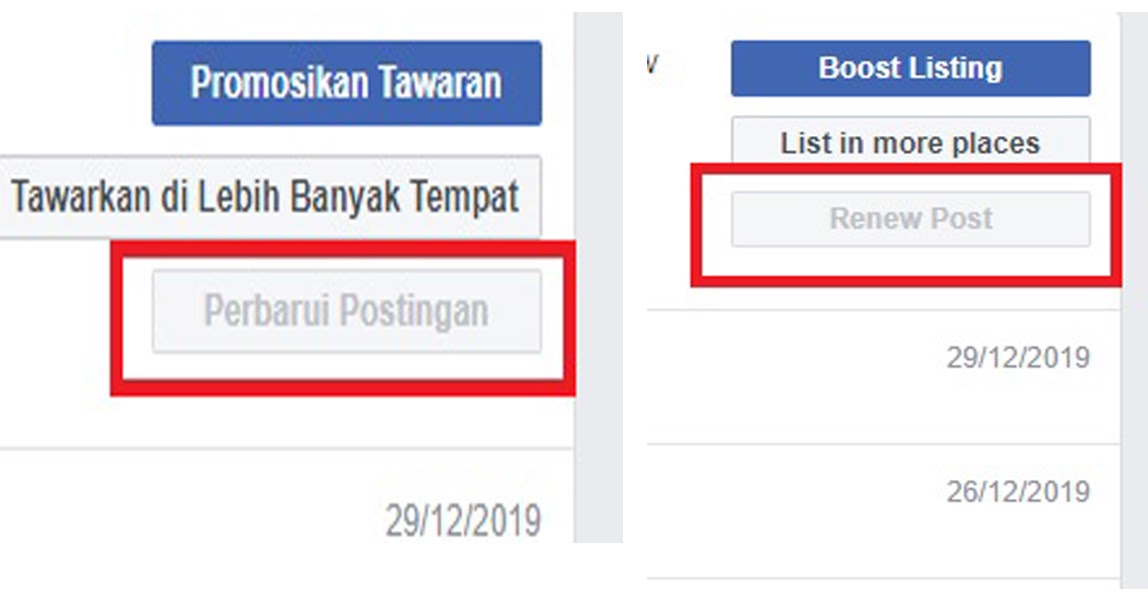 Tidak bisa renew post atau perbarui postingan di