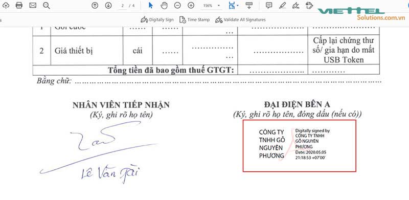 Hình 17 - Ký điện tử thành công bằng chữ ký số Viettel-CA
