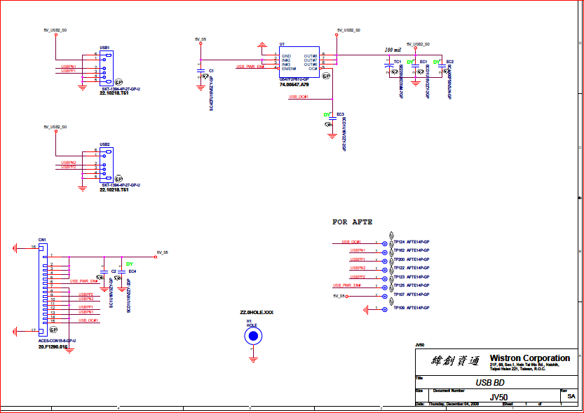 USB Board schematic circuit diagram - Motherboard Schematic Circuit