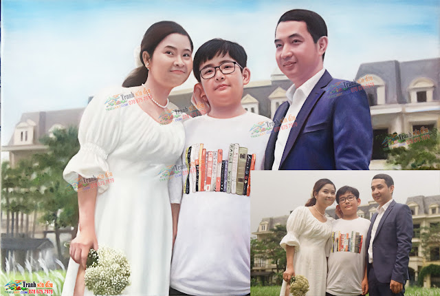 vẽ chân dung gia đình làm quà