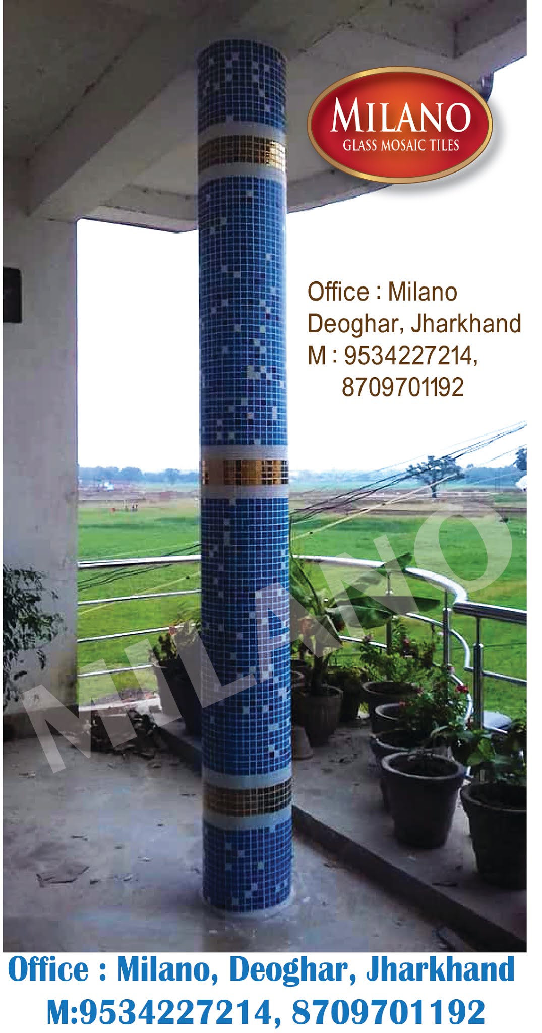 Glass Mosaic Tiles Delhi and Round Pillar Tiles Design with Glass Tiles