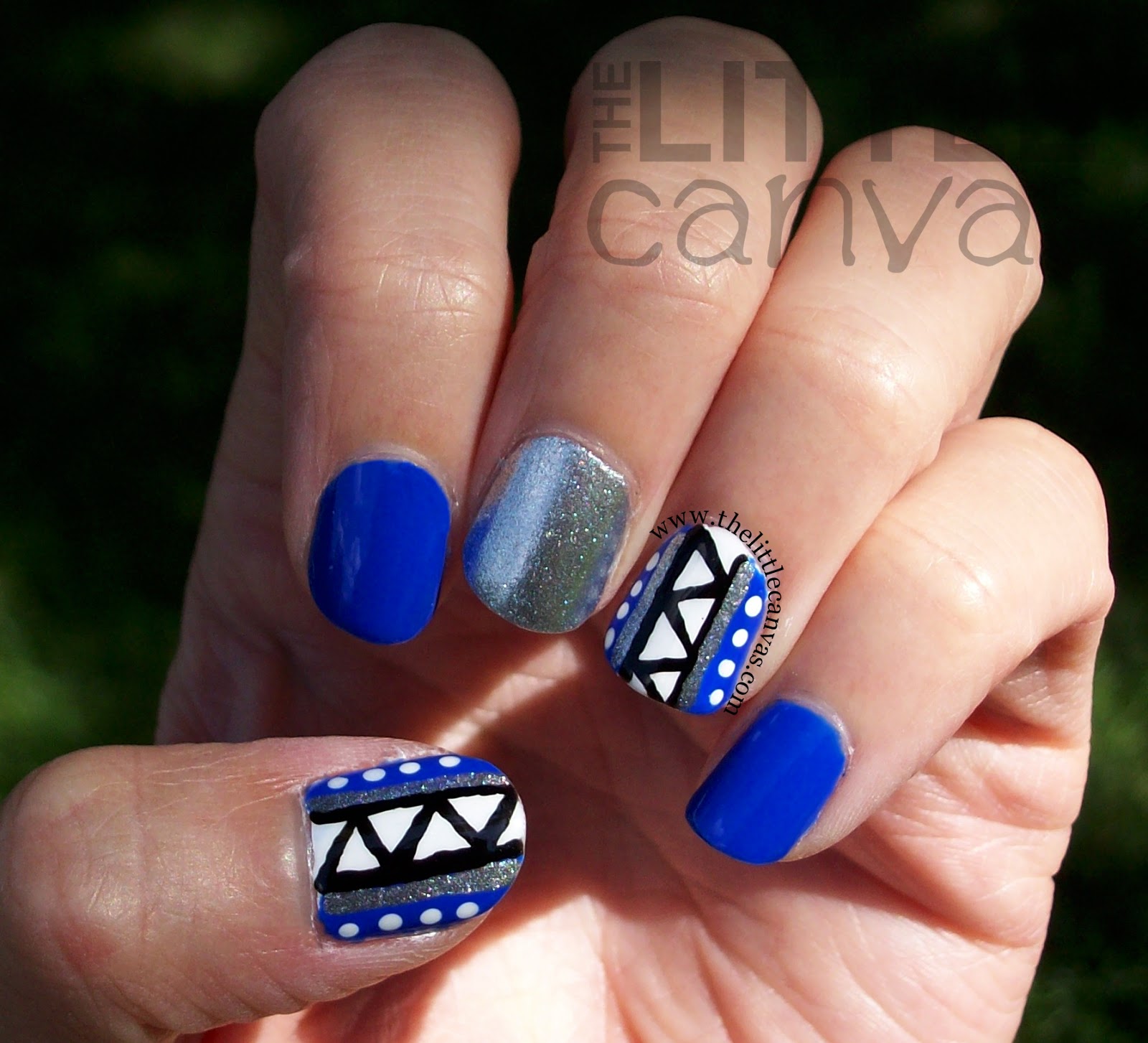 Blue TribalIsh Nails and Nail Art Society ReLaunch The Little Canvas