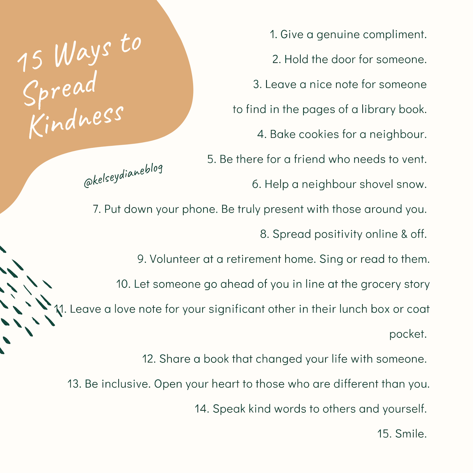 15 FREE Ways to Spread Kindness kelsey diane