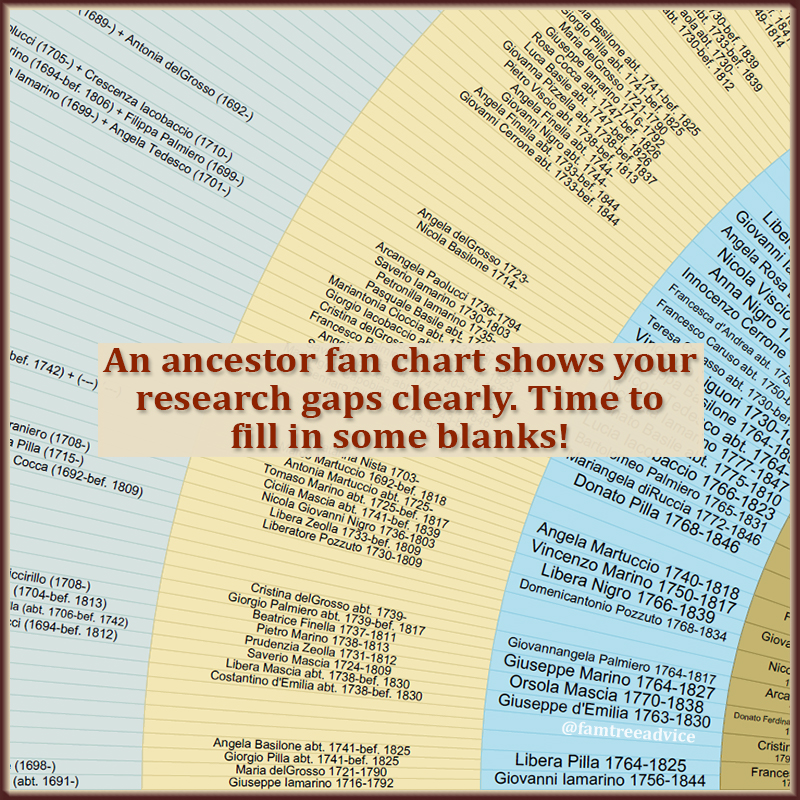 An ancestor fan chart is just the thing to provide an instant, visual guide for your ongoing family tree research.