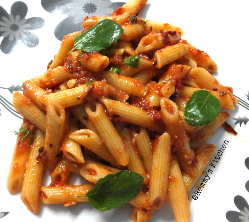Remmy's Kitchen Penne pasta in tomato chilly sauce