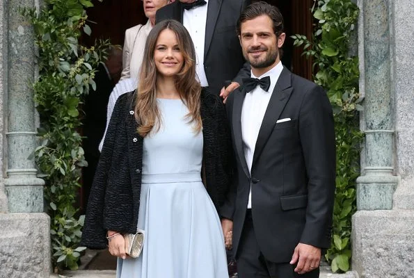 Princess Sofia wore Lorenzo maxi dress by Swedish fashion designer By Malina for wedding of Prince Konstantin and Deniz Kaya