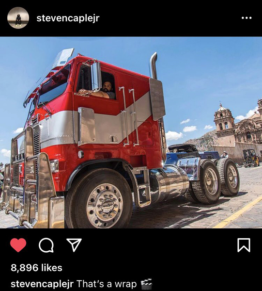 A screenshot of an Instagram post where director Steven Caple Jr. revealed that filming has wrapped on TRANSFORMERS: RISE OF THE BEASTS...on October 19, 2021.