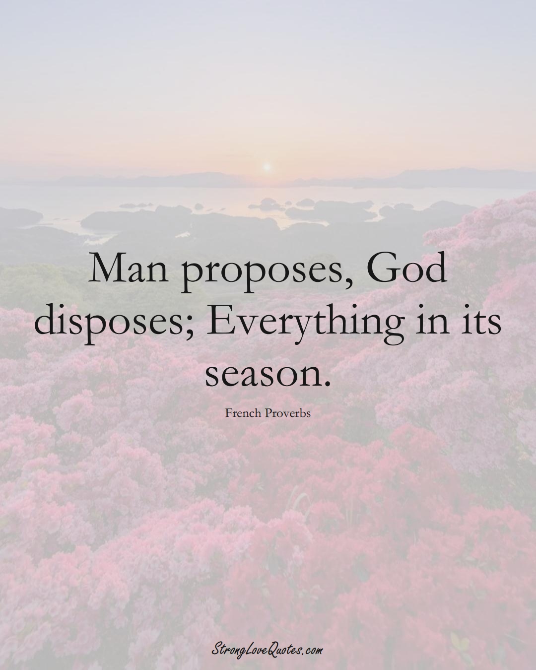 Man proposes, God disposes; Everything in its season. (French Sayings);  #EuropeanSayings