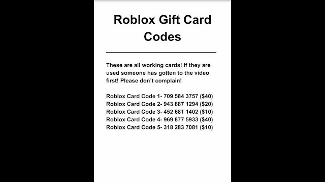 Unredeemed Free Robux Card Codes