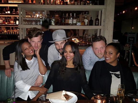 15306154 1830543393854021 3079848089352142848 n Actress Zoe Saldana shares photo of herself with her sisters and their husband..looks like they have a type