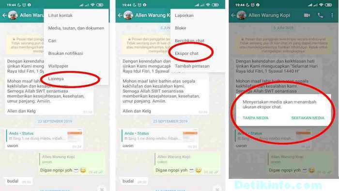 Fungsi export chat di whatsapp