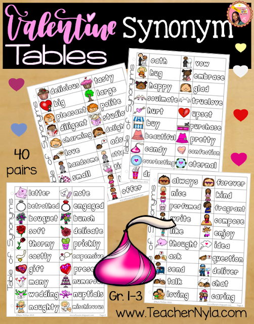 Nyla's Crafty Teaching: Valentine's Day Synonym Printables