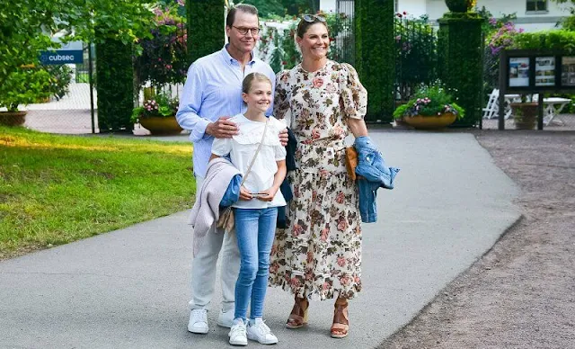 Princess Victoria wore a new Eugenie floral print dress by Ulla Johnson, Princess Sofia wore a new printed poplin dress by Zara