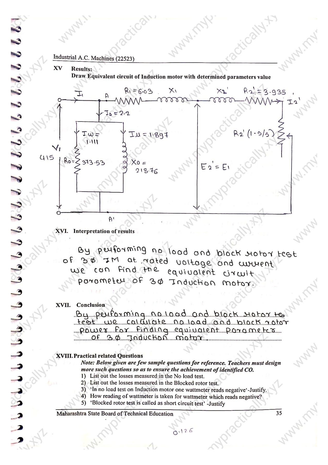 Industrial AC Machine IAM 22523 Lab Manual Answers Msbte I scheme