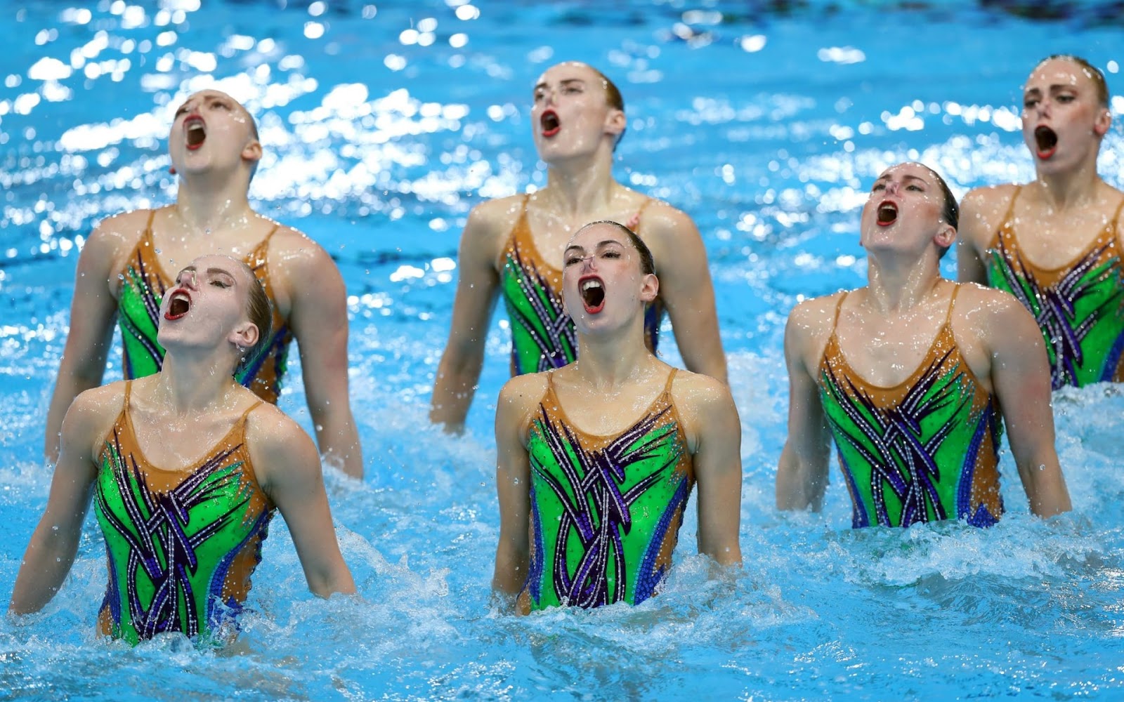 The team from Belarus competes in the European Championships Synchronised S...