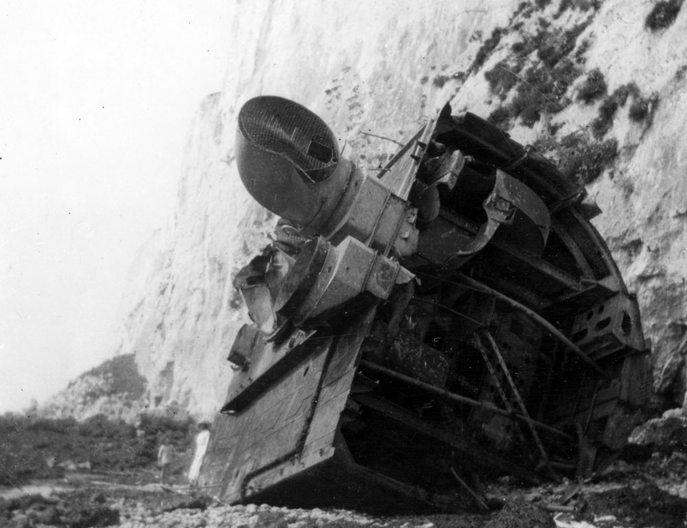 Nubian lying on its side after the storm.