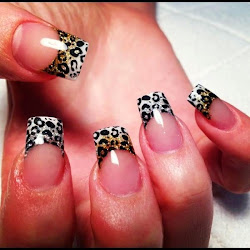 nails leopard gel acrylic nail french natural polish