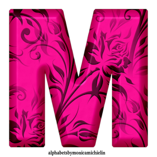 M. Michielin Alphabets: ORNAMENTAL FLOWER ARIAL PINK ALPHABET, NUMBERS ...