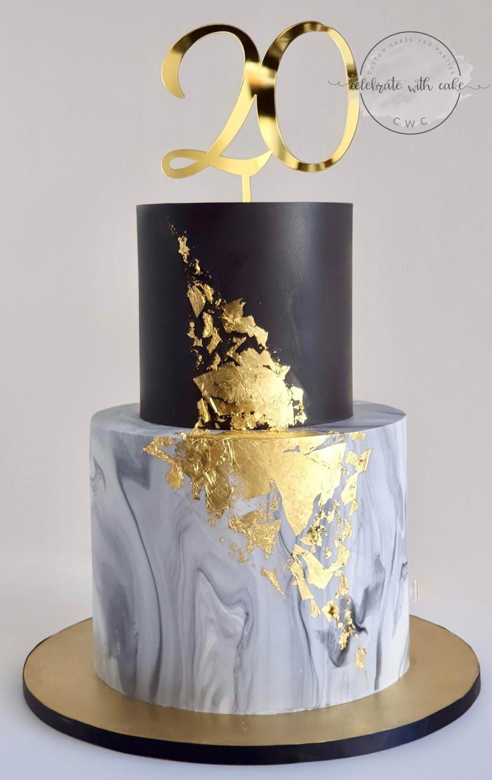 Celebrate with Cake!: Black, gold and marble finishing 2 tier Cake