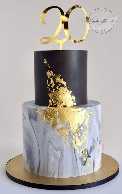 Celebrate With Cake Black Gold And Marble Finishing 2 Tier Cake