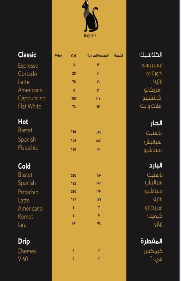 قائمة مقهى باستت، العنوان ومواعيد العمل