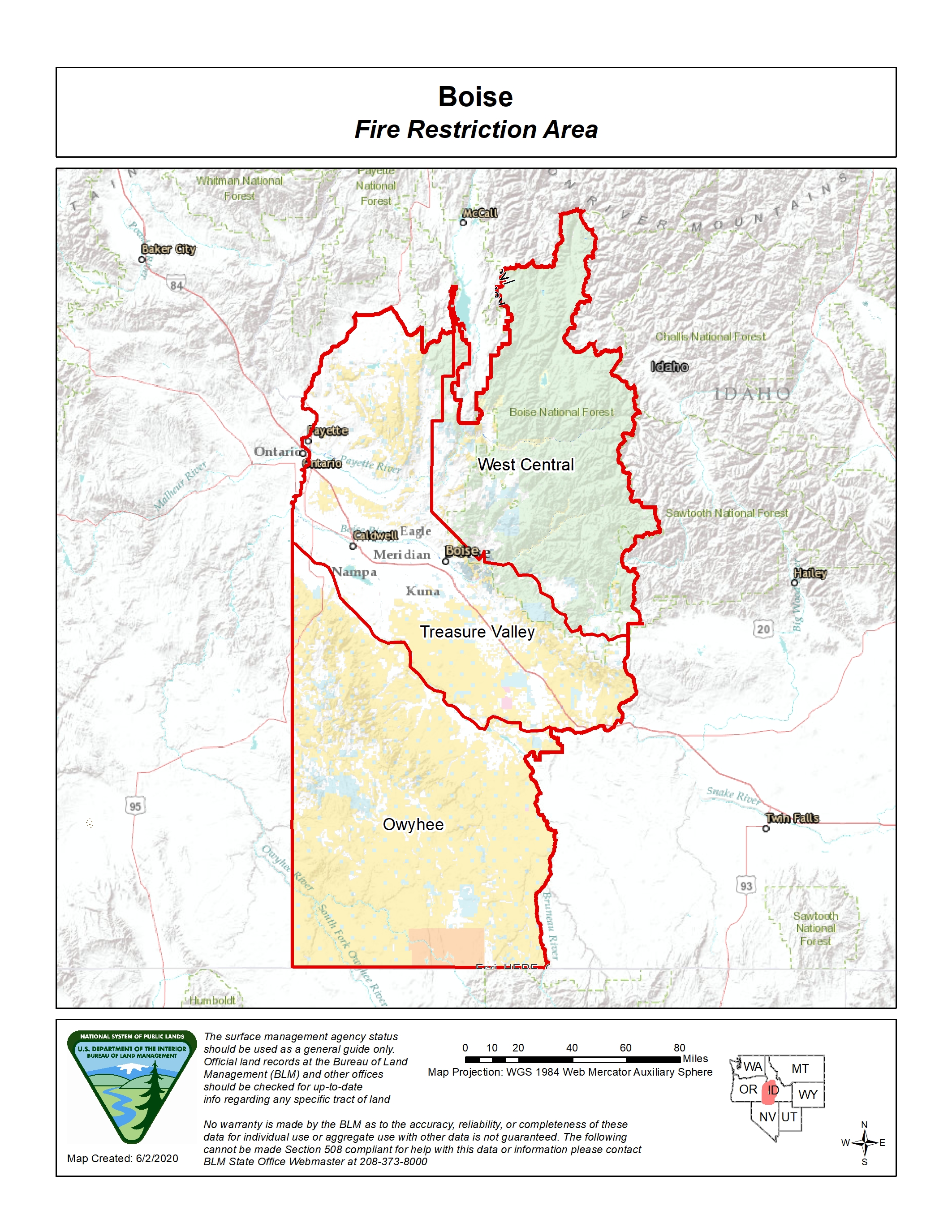 Idaho Fire Information Boise Fire Restriction Area