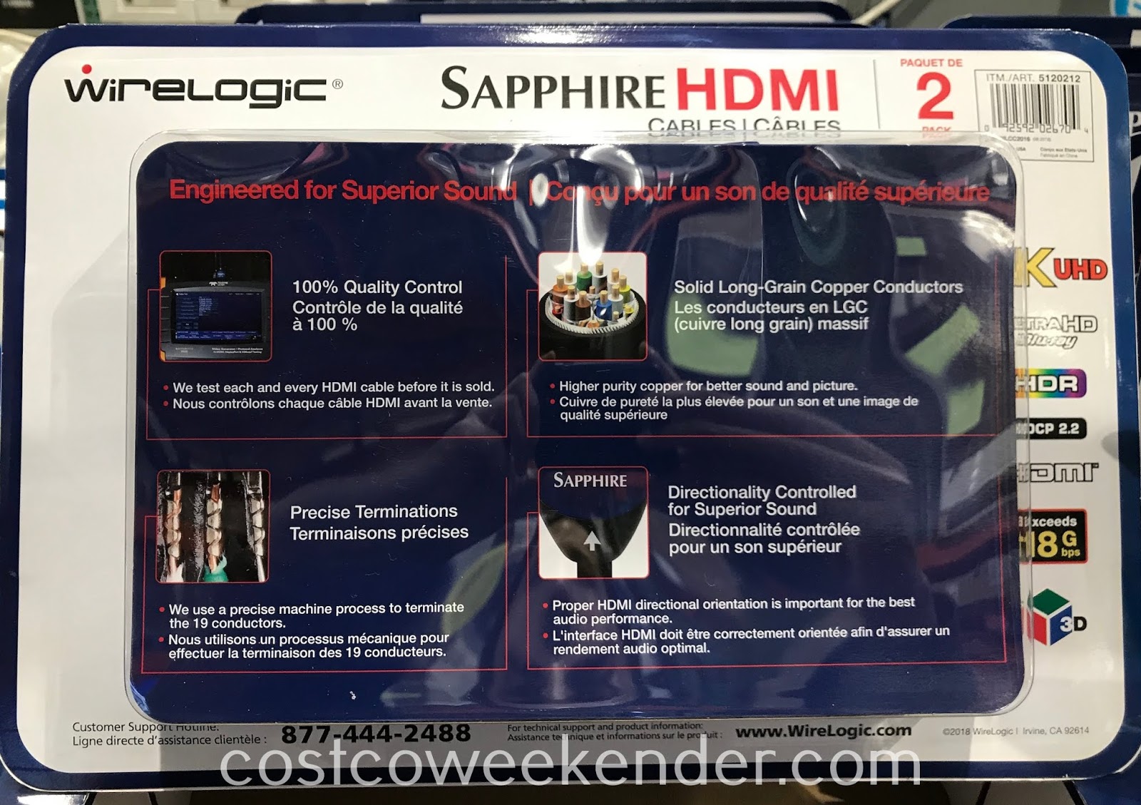 Wirelogic Sapphire Hdmi Cables 2 Pack Costco Weekender