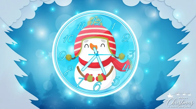 Cartoon Snowman Animated Clock