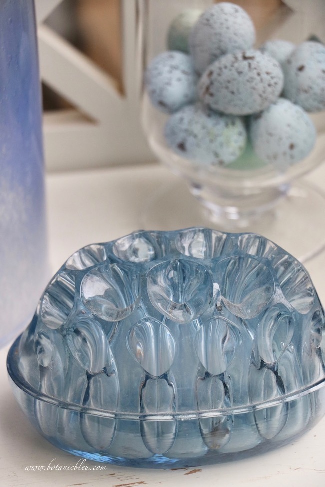 French gardening gift guide includes a blue glass flower frog found at a Paris flea market