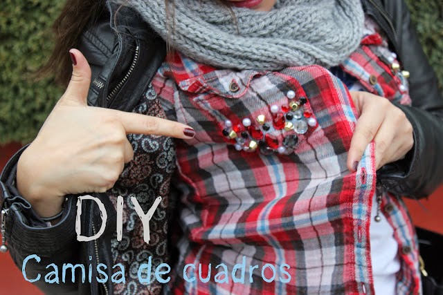 DIY Customiza tu camisa de cuadros con tachuelas y abalorios. Blog diy y costura