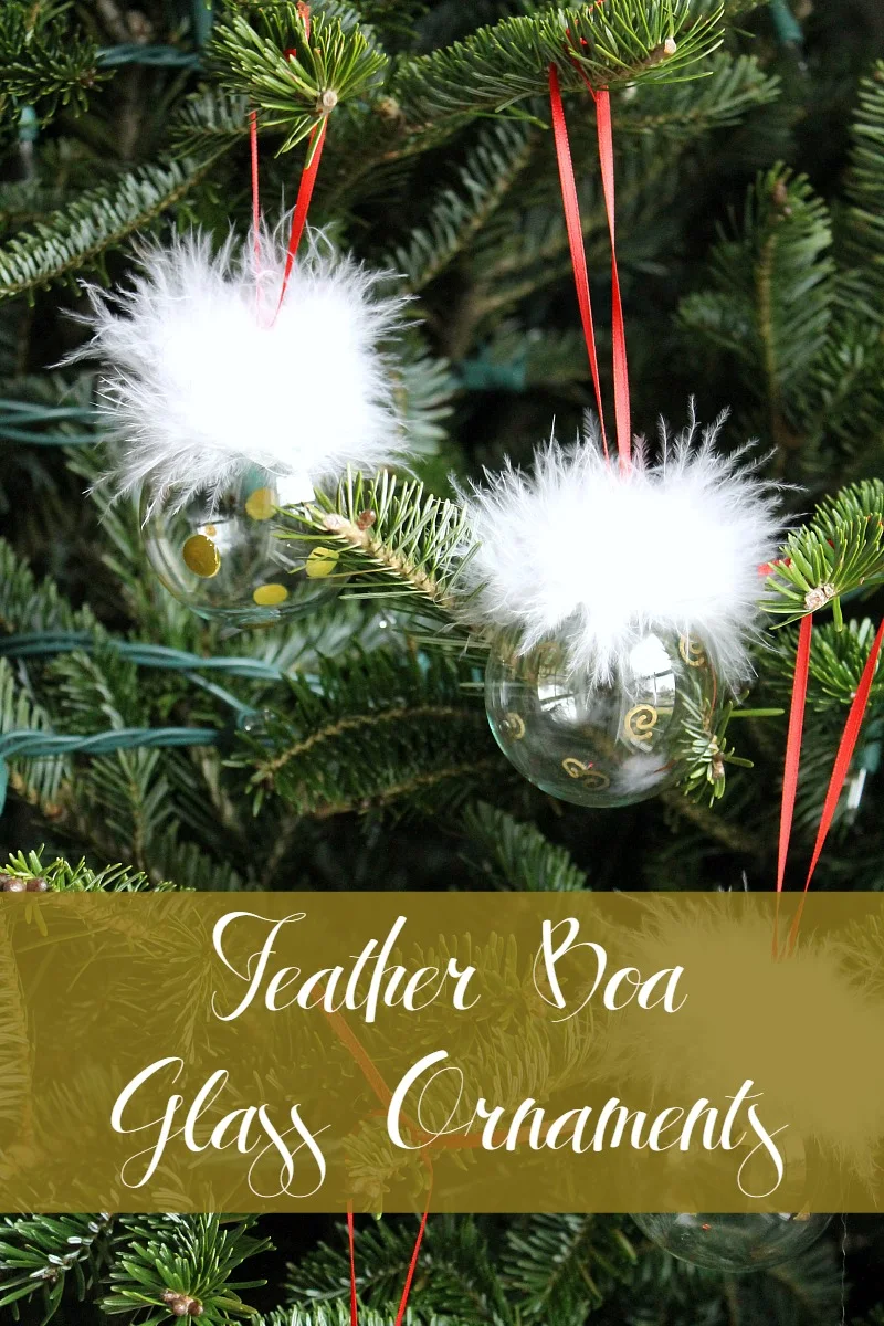 Monthly DIY Challenge- Feather Boa Clear Glass Ornaments